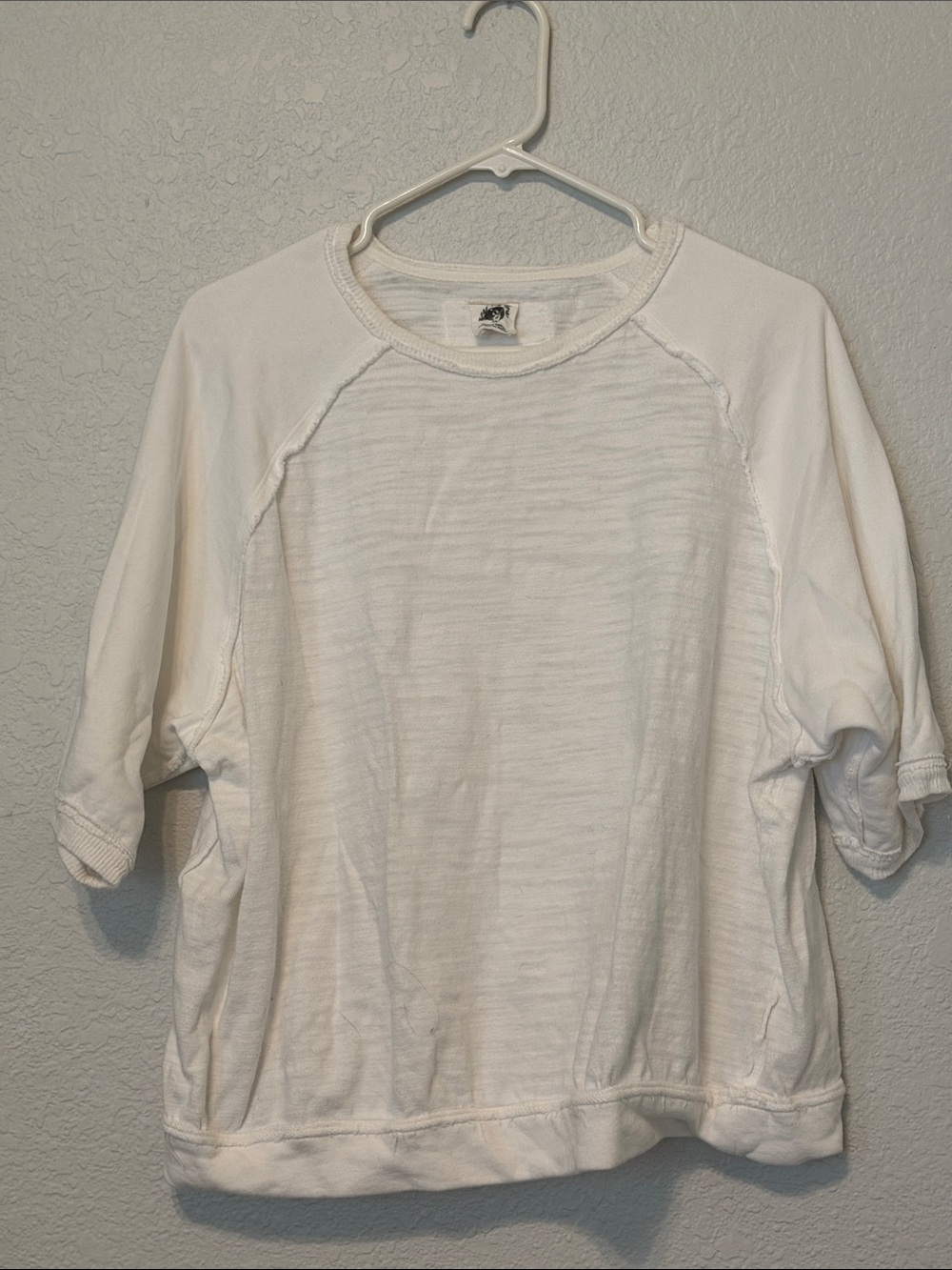 Free People Cream Short-Sleeve Pullover Sweatshirt